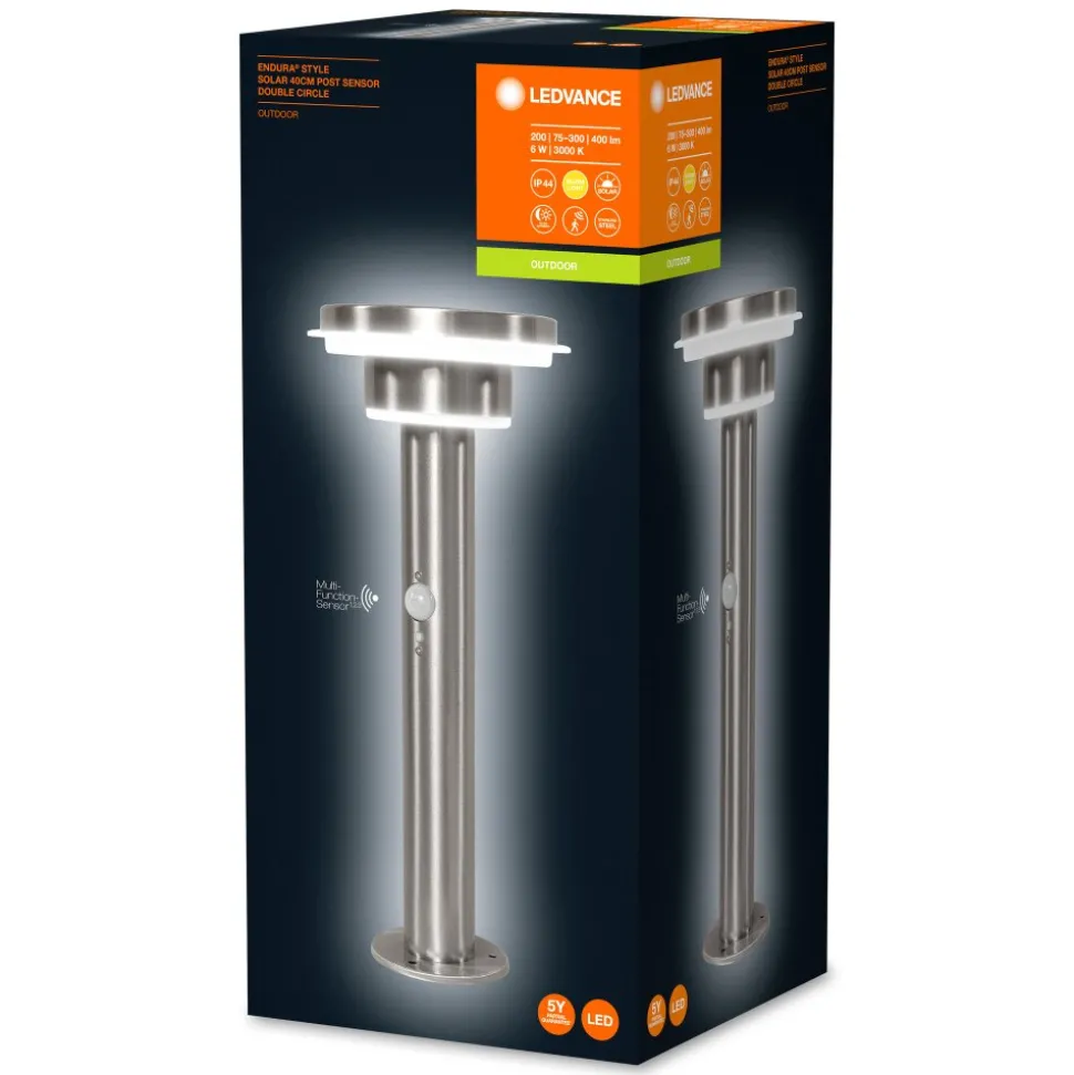 Lampe Solaires Ledvance Endura® Acier Inoxydable, 1 Lumiere, Detecteur De Mouvement