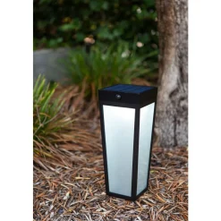 Lampe Solaires Lutec Dias Led Noir, 1 Lumiere, Detecteur De Mouvement, Changeur De Couleurs