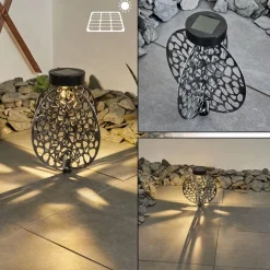 Lampe Solaires Mesan Led Noir, Argente, 1 Lumiere