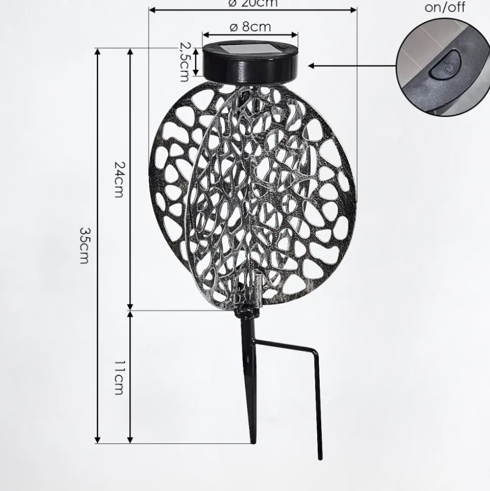 Lampe Solaires Mesan Led Noir, Argente, 1 Lumiere