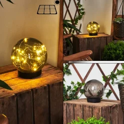 Lampe Solaires Pollenca Led Noir, 20 Lumieres