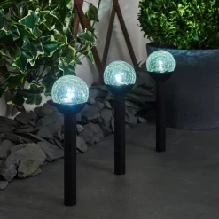 Lot De 3 Lampes Solaires Colognole Led Noir, 1 Lumiere