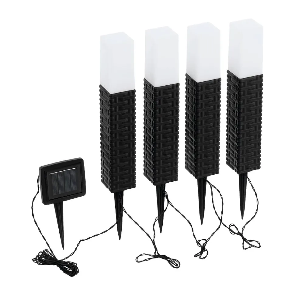 Lot De 5 Lampes Solaires Eglo Step Led Brun, Noir, 4 Lumieres