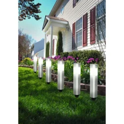 Lot De 6 Lampes Solaires Eglo Shine Led Acier Inoxydable, 6 Lumieres