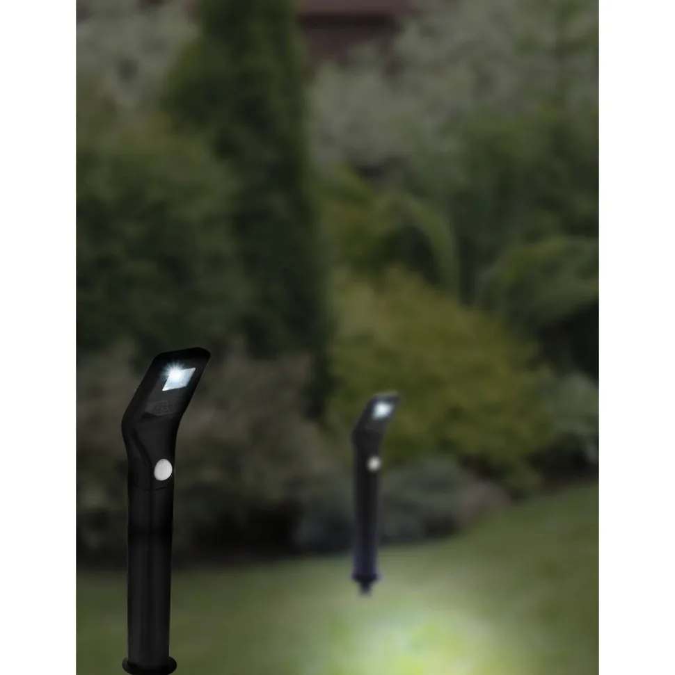 Lot De 2 Lampes Solaires Eglo Classic Led Noir, 1 Lumiere, Detecteur De Mouvement