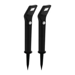 Lot De 2 Lampes Solaires Eglo Classic Led Noir, 1 Lumiere, Detecteur De Mouvement