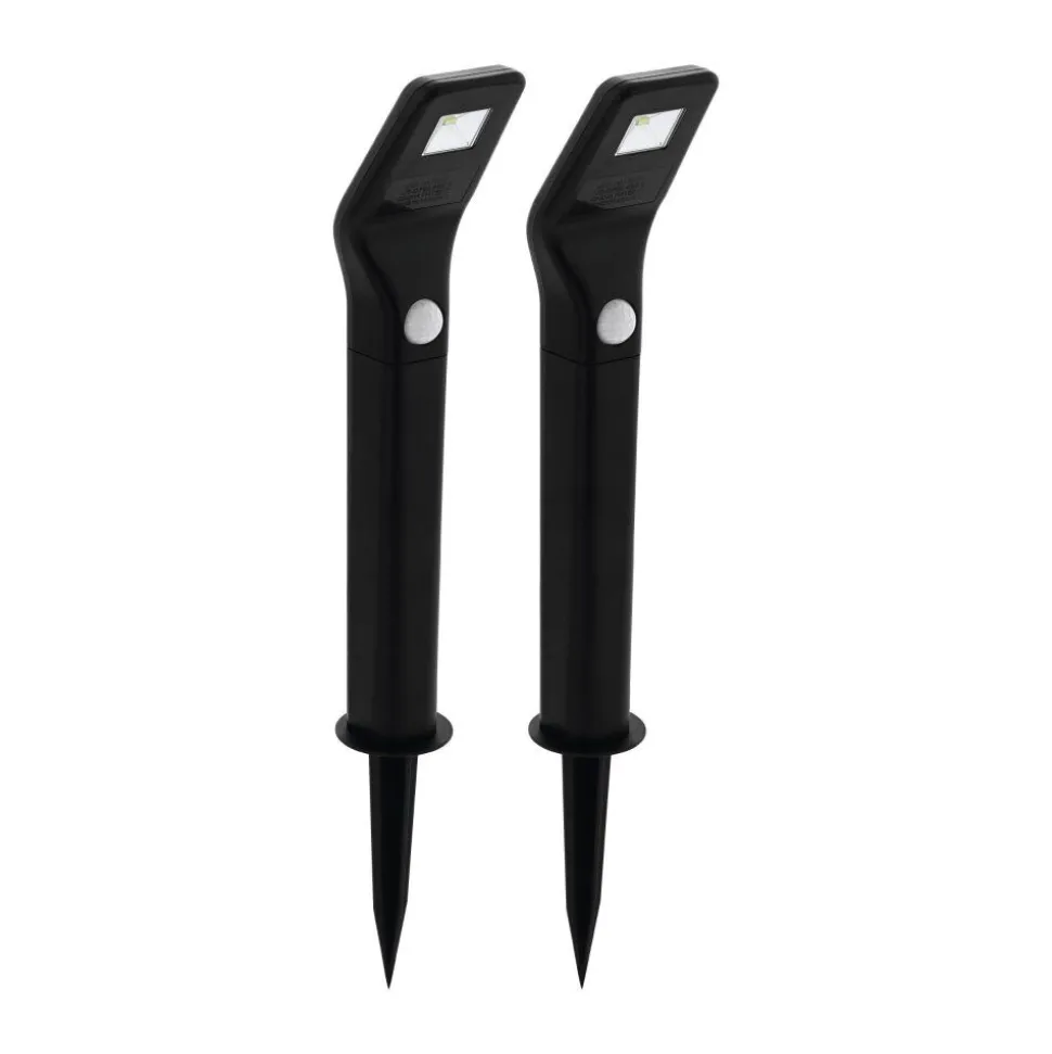 Lot De 2 Lampes Solaires Eglo Classic Led Noir, 1 Lumiere, Detecteur De Mouvement