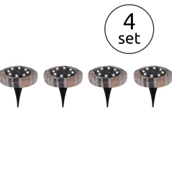 Lot De 4 Lampes Solaires Globo Led Gris, 8 Lumieres