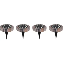 Lot De 4 Lampes Solaires Globo Led Gris, 8 Lumieres