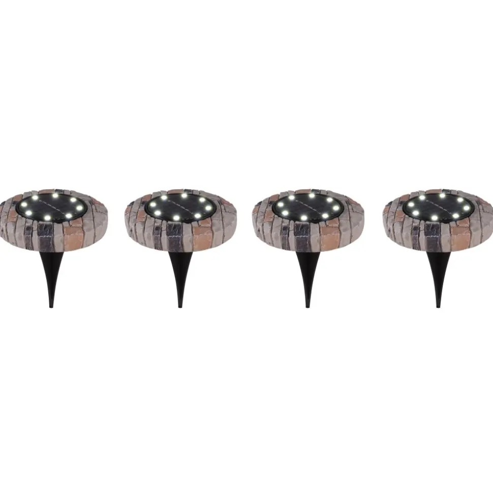 Lot De 4 Lampes Solaires Globo Led Gris, 8 Lumieres