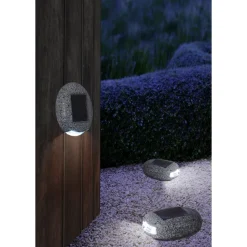 Lot De 3 Lampes Solaires Globo Led Gris, 1 Lumiere
