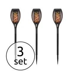 Lot De 3 Lampes Solaires Globo Sokaro Led Noir, 12 Lumieres