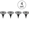 Lot De 4 Lampes Solaires Globo Led Acier Inoxydable, 8 Lumieres