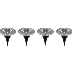 Lot De 4 Lampes Solaires Globo Led Acier Inoxydable, 8 Lumieres