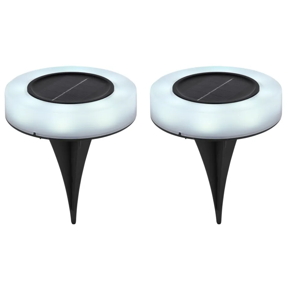 Lot De 2 Lampes Solaires Globo Led Noir, 8 Lumieres