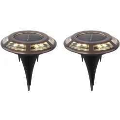 Lot De 2 Lampes Solaires Globo Led Cuivre, Noir, 12 Lumieres
