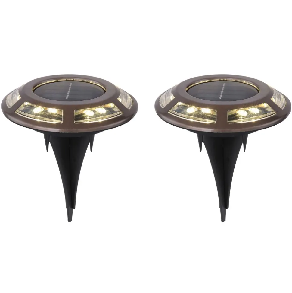 Lot De 2 Lampes Solaires Globo Led Cuivre, Noir, 12 Lumieres