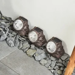 Lot De 3 Lampes Solaires Sameo Led Brun, 4 Lumieres