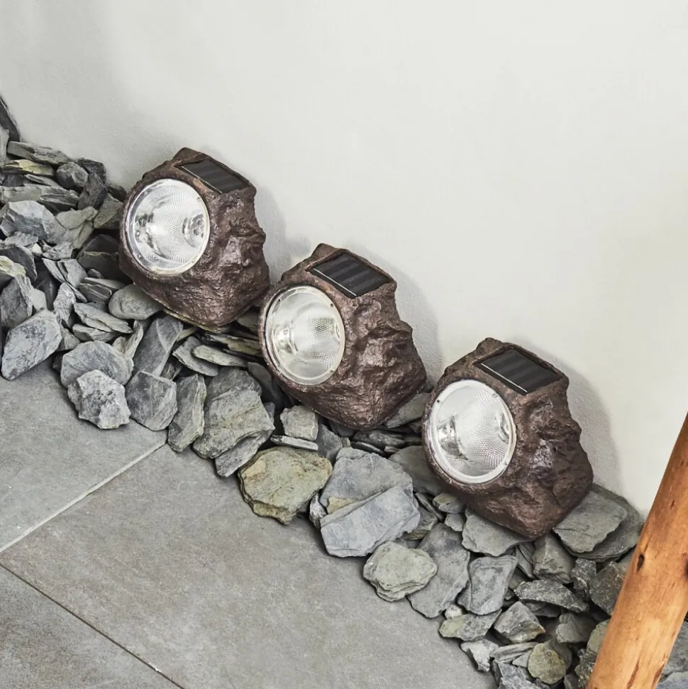 Lot De 3 Lampes Solaires Sameo Led Brun, 4 Lumieres