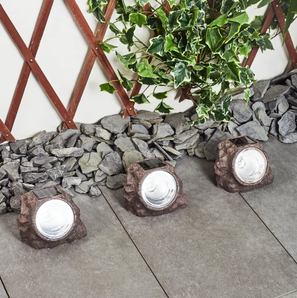 Lot De 3 Lampes Solaires Sameo Led Brun, 4 Lumieres