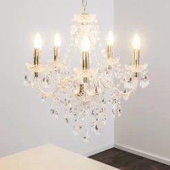 Lustre A 5 Lampes Transparent, 5 Lumieres