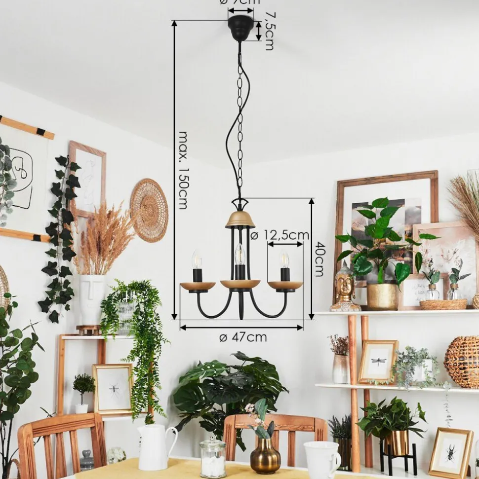 Lustre Cassague Noir, 3 Lumieres
