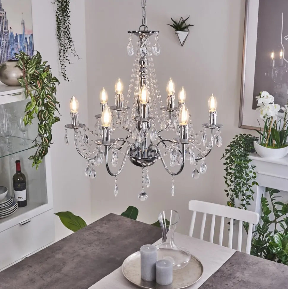 Lustre Cheop Chrome, Transparent, 9 Lumieres