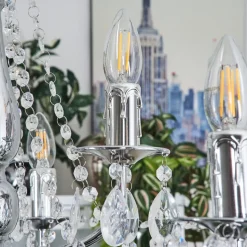 Lustre Cheop Chrome, Transparent, 9 Lumieres