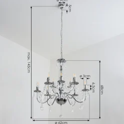 Lustre Cheop Chrome, Transparent, 9 Lumieres