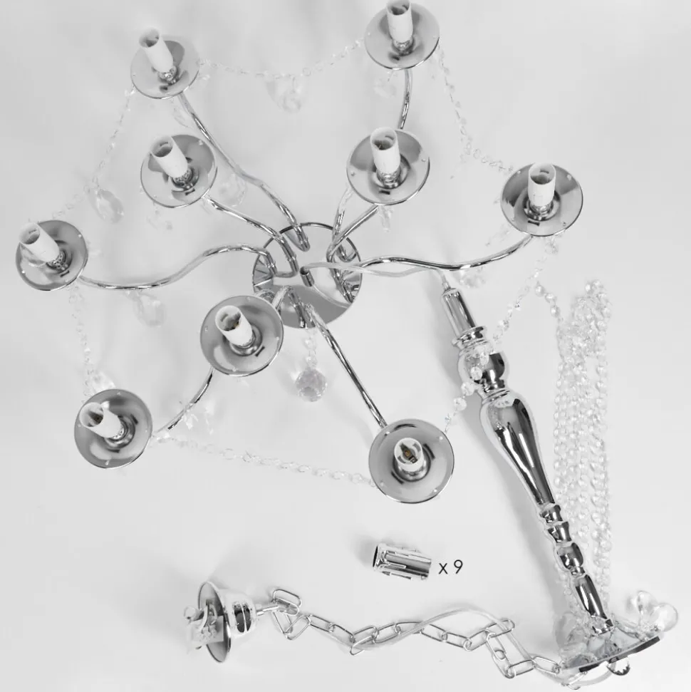 Lustre Cheop Chrome, Transparent, 9 Lumieres