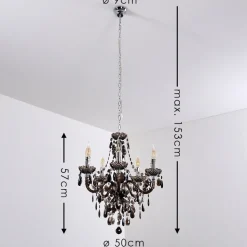 Lustre Delhi Noir, Transparent, 5 Lumieres