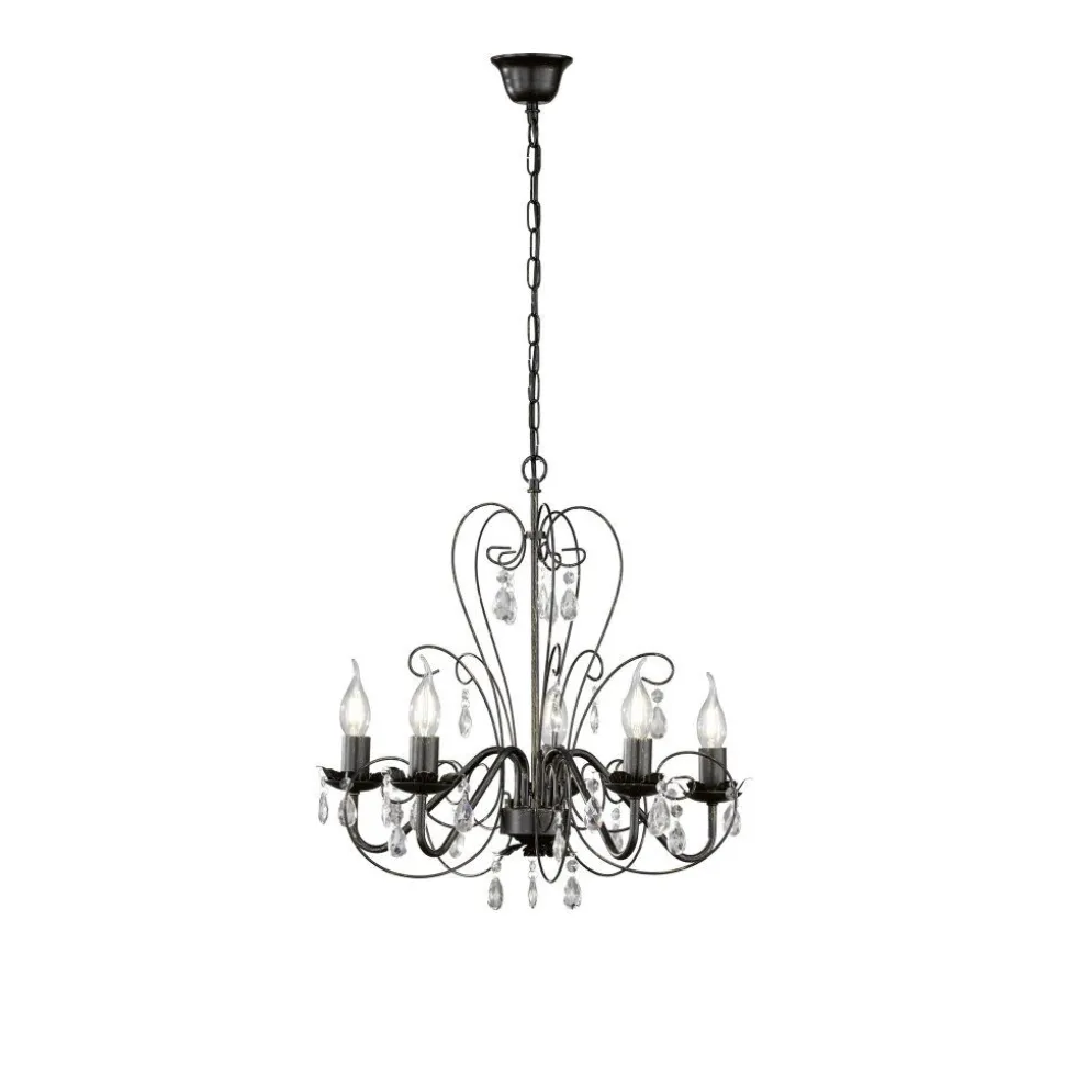 Lustre Fischer-Honsel Prisma Noir, 5 Lumieres