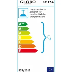 Lustre Globo Cuimbra Chrome, Acier Inoxydable, 4 Lumieres
