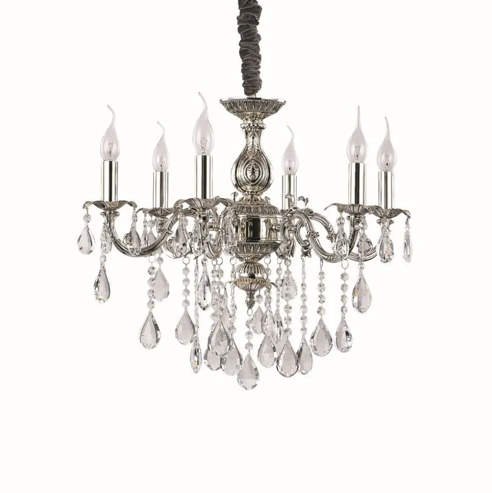 Lustre Ideal Lux Impero Sp6 Argente, 6 Lumieres
