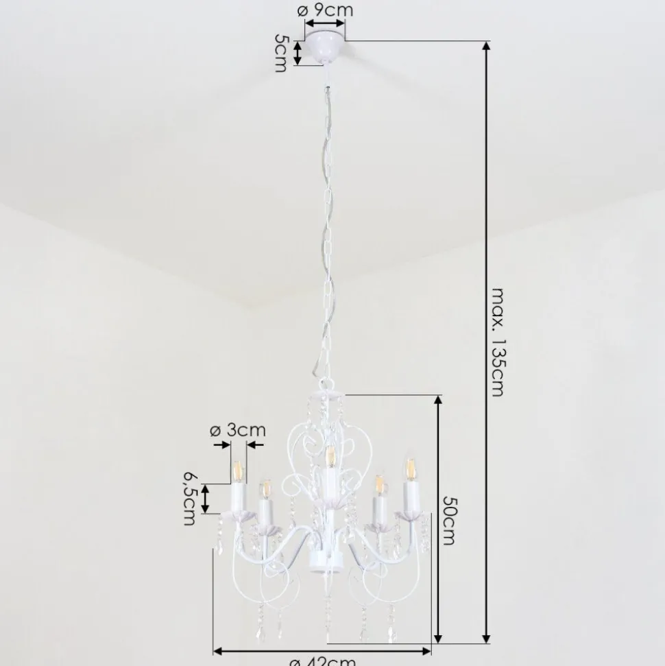 Lustre Ksim Blanc, 5 Lumieres