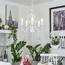 Lustre Ksim Blanc, 5 Lumieres