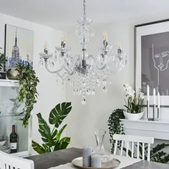 Lustre Malmback Chrome, Transparent, 6 Lumieres