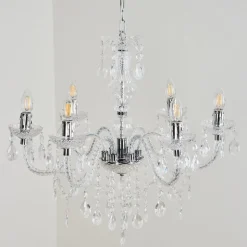 Lustre Malmback Chrome, Transparent, 6 Lumieres