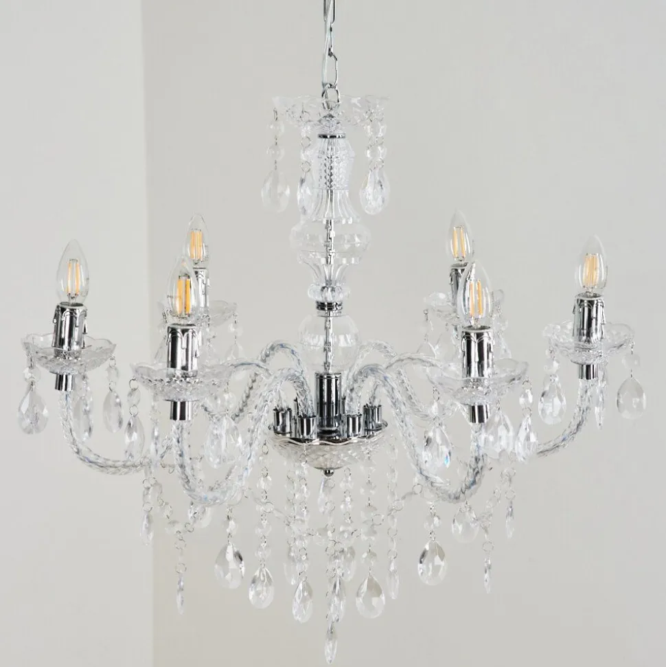 Lustre Malmback Chrome, Transparent, 6 Lumieres