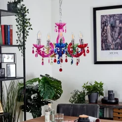 Lustre Malmback Multicolore, Chrome, 5 Lumieres
