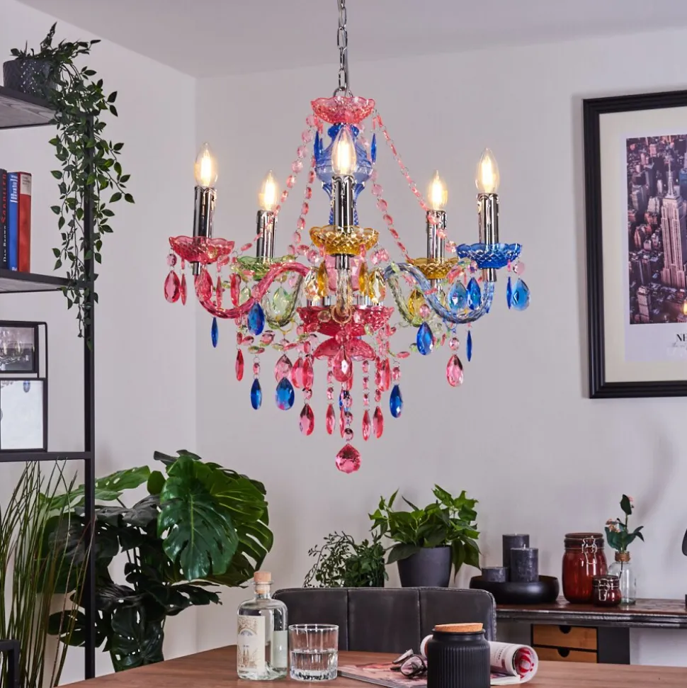 Lustre Malmback Multicolore, Chrome, 5 Lumieres