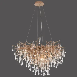 Lustre Paul Neuhaus Icicle Vieux Laiton, 10 Lumieres