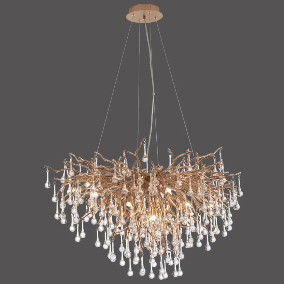 Lustre Paul Neuhaus Icicle Vieux Laiton, 10 Lumieres