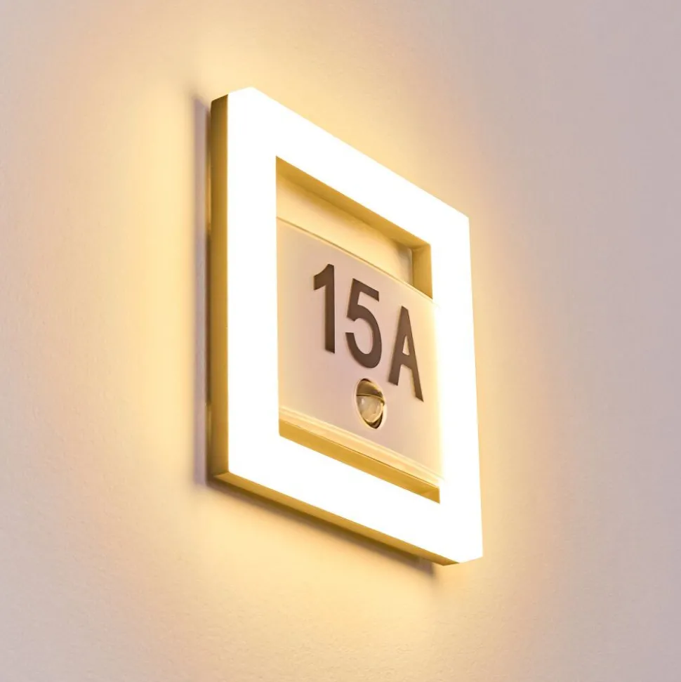 Numero D'Adresse Eclaire Louisville Led Gris, 1 Lumiere, Detecteur De Mouvement
