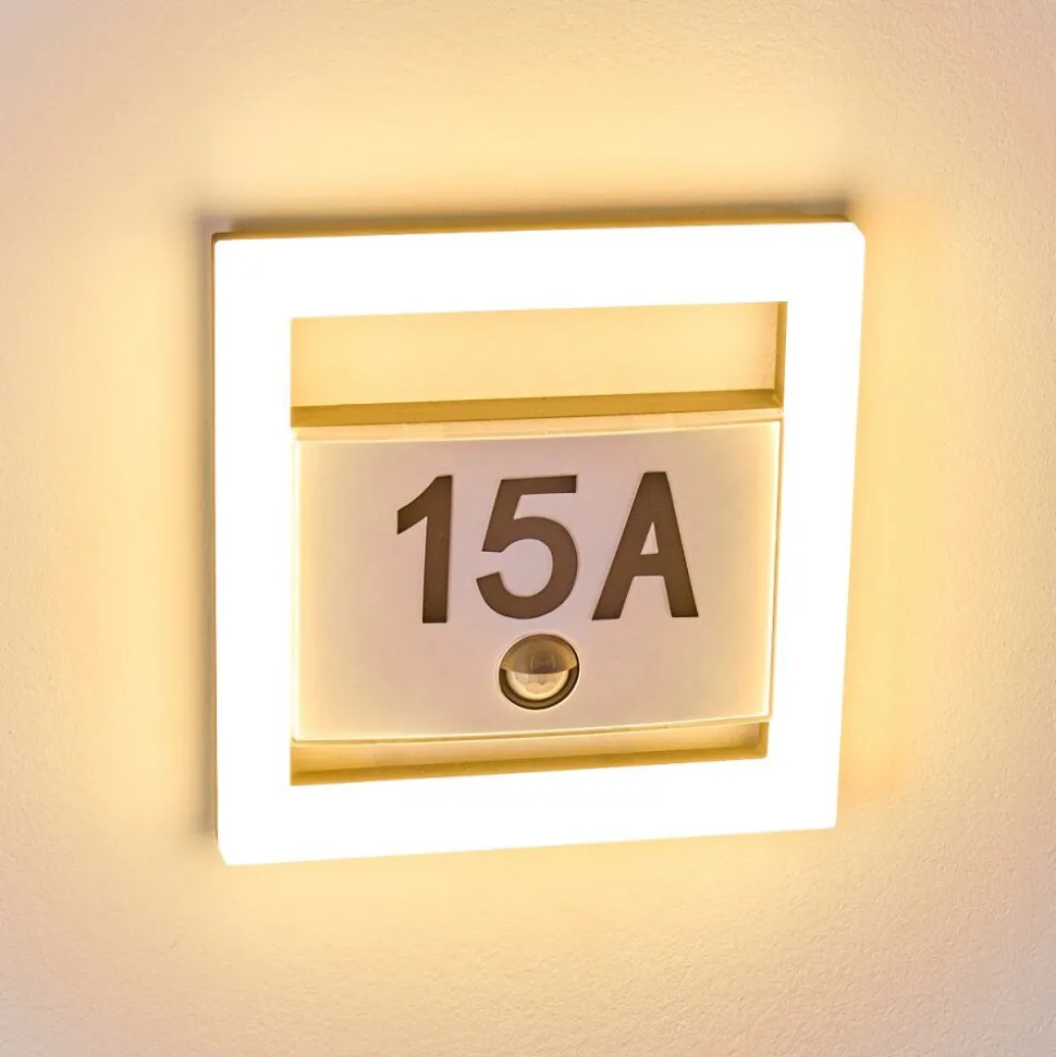 Numero D'Adresse Eclaire Louisville Led Gris, 1 Lumiere, Detecteur De Mouvement