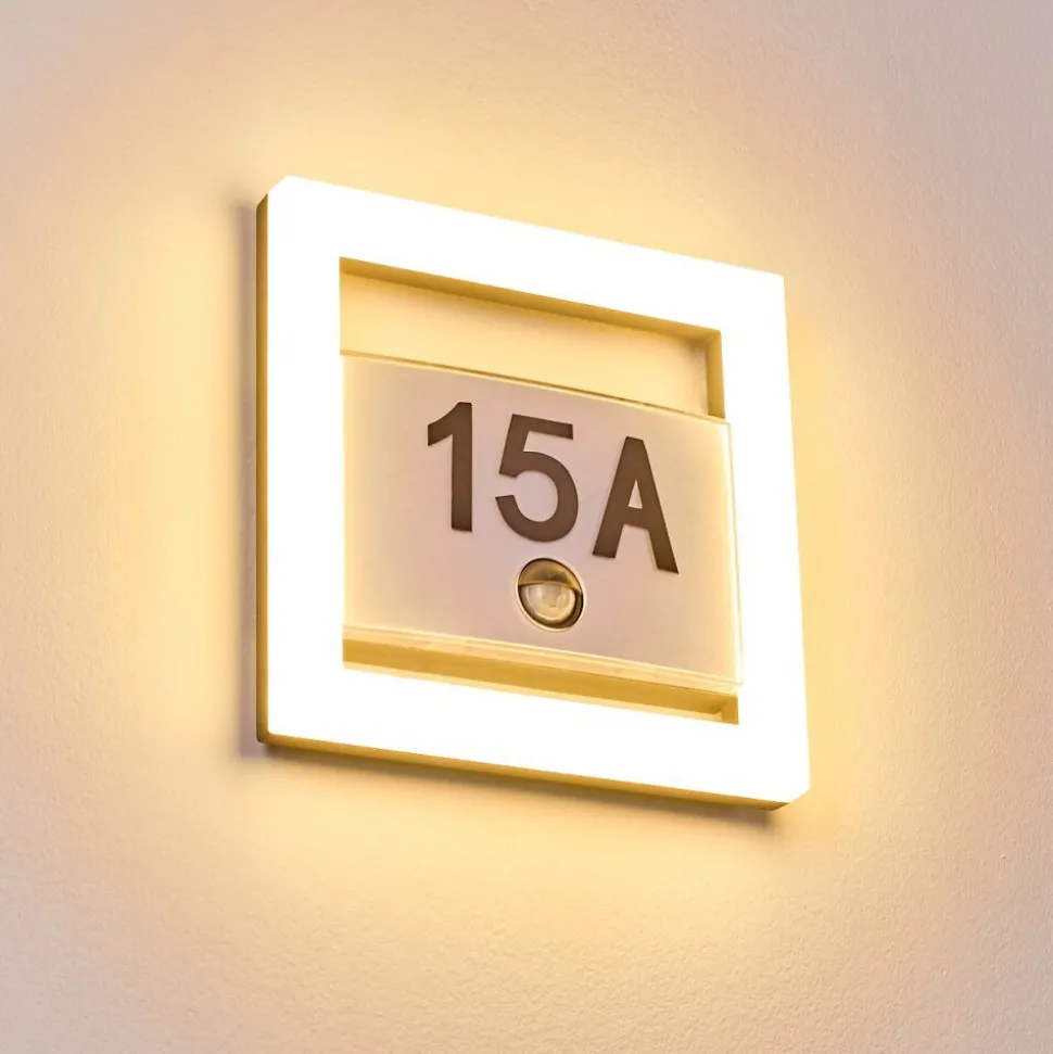 Numero D'Adresse Eclaire Louisville Led Gris, 1 Lumiere, Detecteur De Mouvement