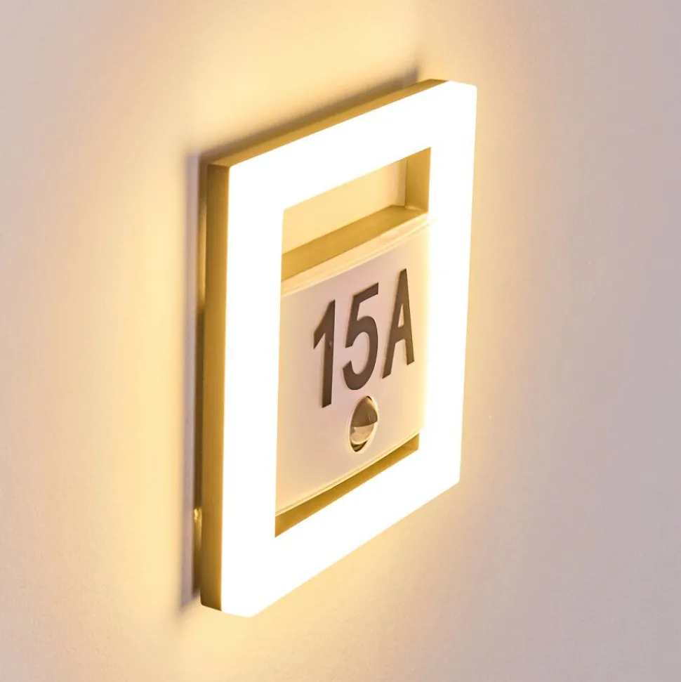 Numero D'Adresse Eclaire Louisville Led Gris, 1 Lumiere, Detecteur De Mouvement