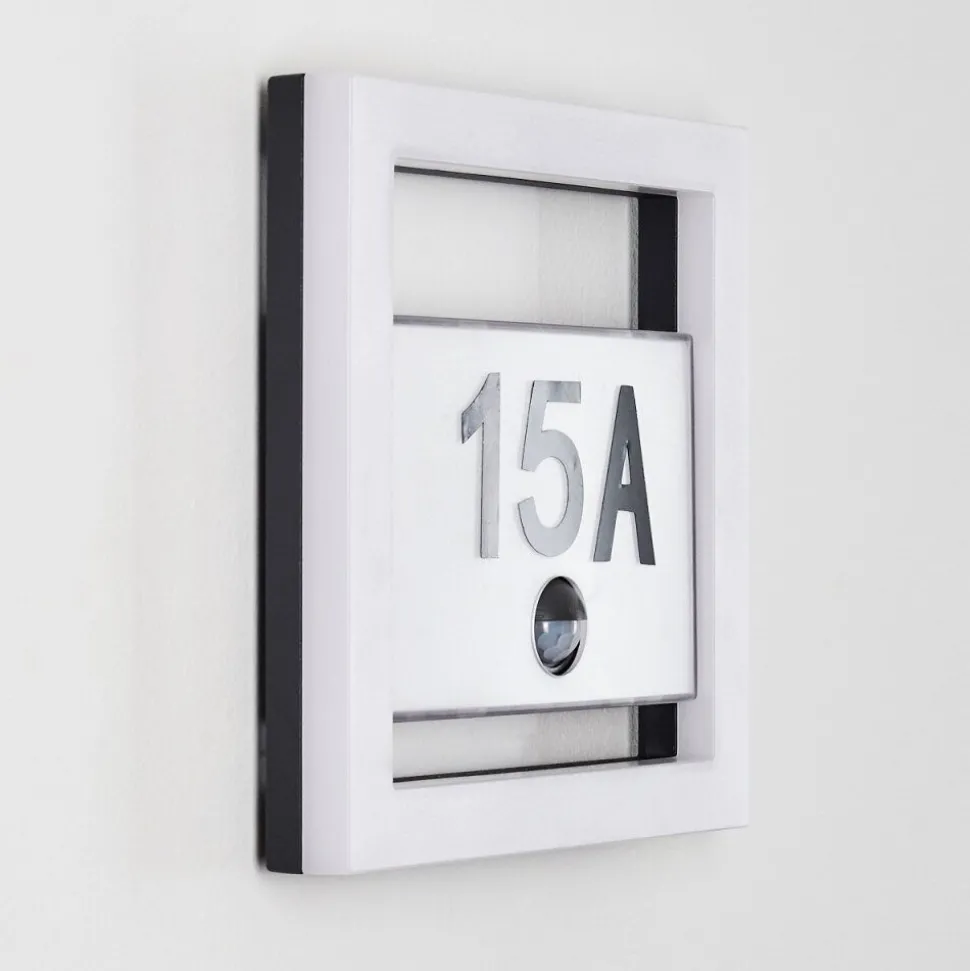 Numero D'Adresse Eclaire Louisville Led Gris, 1 Lumiere, Detecteur De Mouvement