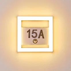 Numero D'Adresse Eclaire Louisville Led Gris, 1 Lumiere, Detecteur De Mouvement