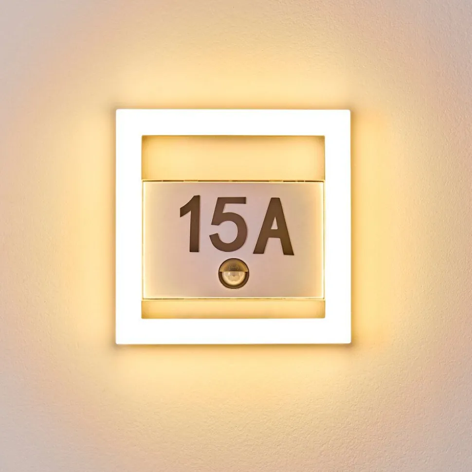 Numero D'Adresse Eclaire Louisville Led Gris, 1 Lumiere, Detecteur De Mouvement